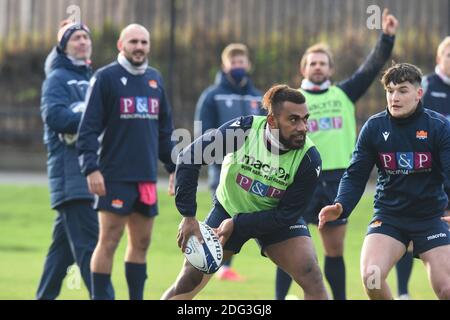 Murrayfield Stadium. Edinburgh.Scotland. UK 7th Dec 20 Edinburgh Rugby Eroni Sau training session for Heineken Champions Cup game against La Rochelle . Credit: eric mccowat/Alamy Live News Stock Photo