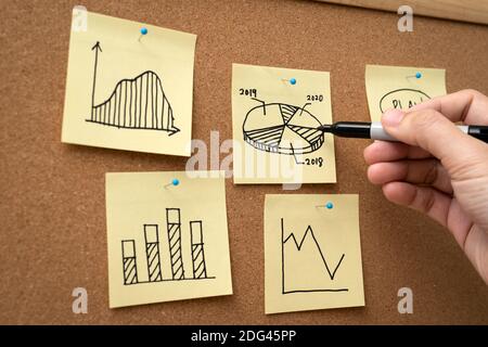 Business graphs and statistics review Stock Photo