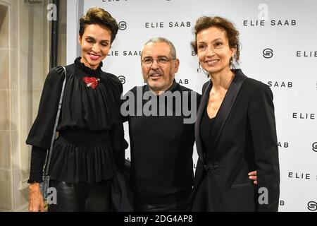 Farida Khelfa and Christian Louboutin arriving for the Louis Vuitton  Fall-Winter 2015/2016 Ready-To