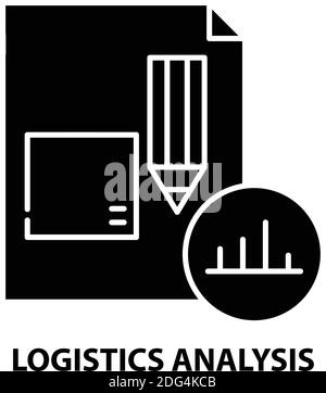 logistics analysis icon, black vector sign with editable strokes, concept illustration Stock Vector