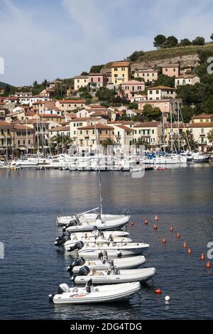 Porto Azzurro, boat harbour, Elba, Tuscany, Italy Stock Photo