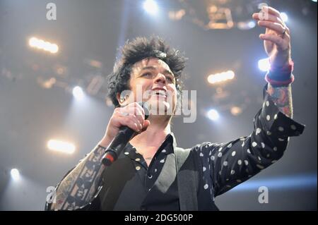 Californian punk rock band Green Day (Billie Joe Amstrong) at accorhotels Arena in Paris, France on February 3th 2017. Photo by Yasmine Hammou/ABACAPRESS.COM03/02/2017 - Paris Stock Photo