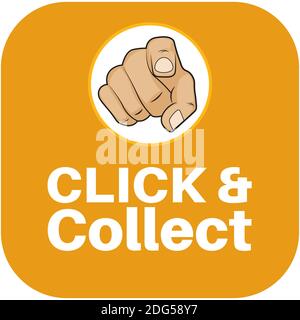 click and collect with pointing hand, internet shopping concept illustration Stock Vector