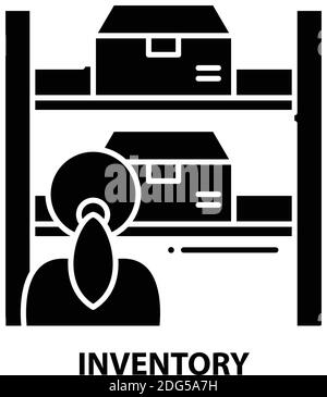 inventory icon, black vector sign with editable strokes, concept illustration Stock Vector