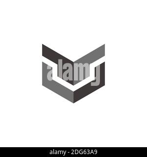 abstract letter mu shadow box simple logo vector Stock Vector