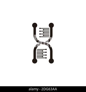 linked dna flat geometric line design symbol vector Stock Vector