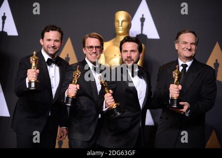 Visual effects artists Dan Lemmon, Andrew R. Jones, Adam Valdez and Robert Legato, winners of the award for Visual Effects for 'The Jungle Book,' pose in the press room during the 89th Annual Academy Awards at Hollywood & Highland Center on February 26, 2017 in Los Angeles, CA, USA. Photo by Lionel Hahn/ABACAPRESS.COM Stock Photo