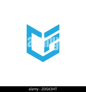 abstract letter mf emblem badge flat logo vector Stock Vector