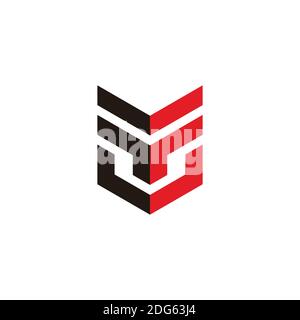 abstract letter mu simple geometric colorful logo vector Stock Vector