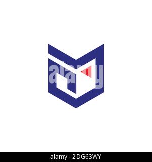 abstract letter mn triangle geometric line logo vector Stock Vector