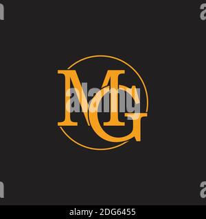 letter mg overlap font flat geometric circle logo vector Stock Vector