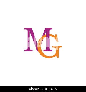letters mg linked overlapping colorful logo vector Stock Vector