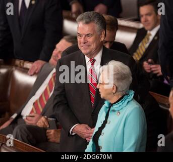United States Representative Peter King (Republican of New York) awaits the arrival of U.S. President Donald J. Trump to address a joint session of Congress on Capitol Hill in Washington, DC, USA, February 28, 2017. Photo by Chris Kleponis/CNP/ABACAPRESS.COM Stock Photo