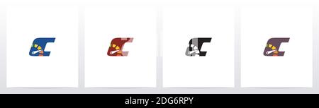 Speedometer On Letter Logo Design C Stock Vector