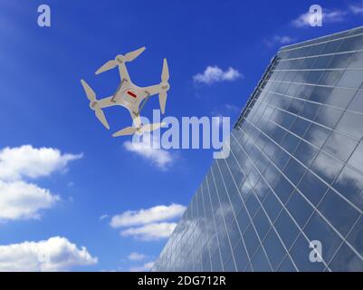 Drone Flying for Aerial Photography or Video Shooting Stock Photo