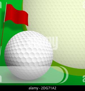 Sport ball for golf with red flag. Banner, background for design of sports competitions. Healthy lifestyle.  Vector Stock Vector