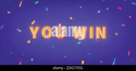 You win template. 3d marquee light bulb text for Winner congratulations Stock Vector