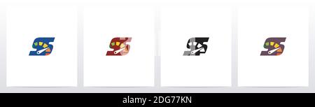 Speedometer On Letter Logo Design S Stock Vector
