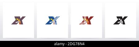 Speedometer On Letter Logo Design X Stock Vector