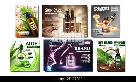 Cosmetics Creative Promotional Posters Set Vector Stock Vector