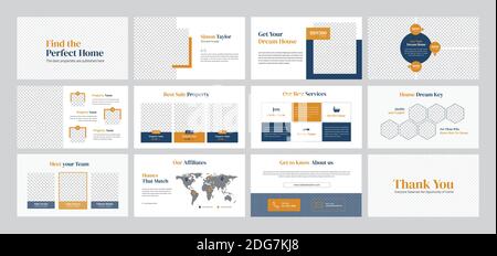 PowerPoint presentation on real estate business agency Stock Vector