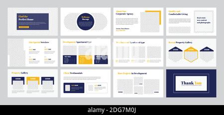 PowerPoint presentation on real estate business agency Stock Vector