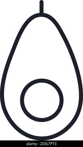 Avocado icon. Thin line. Modern minimalistic design. Vector linear icon, outline isolated on a white background. Fruits. Stock Vector