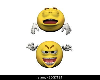 Tired and angry emoticon - 3d render Stock Photo