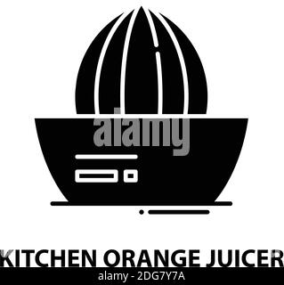 kitchen orange juicer icon, black vector sign with editable strokes, concept illustration Stock Vector