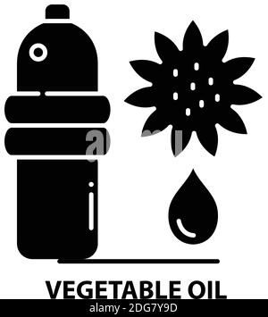 vegetable oil icon, black vector sign with editable strokes, concept illustration Stock Vector