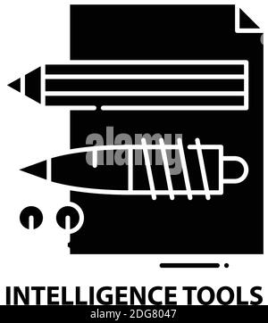 intelligence tools icon, black vector sign with editable strokes, concept illustration Stock Vector