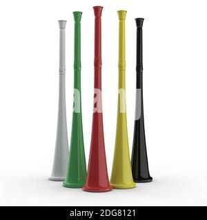 3d vuvuzela horns Stock Photo