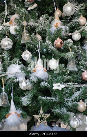 Full frame of decorated Christmas tree Stock Photo