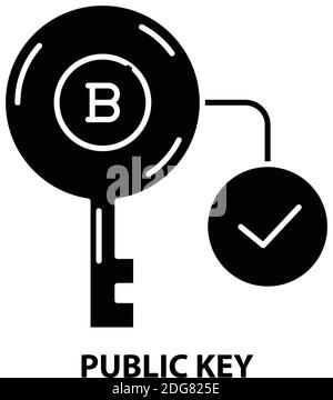 public key icon, black vector sign with editable strokes, concept illustration Stock Vector
