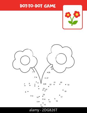 Handwriting practice for kids. Dot to dot with cute flower. Stock Vector