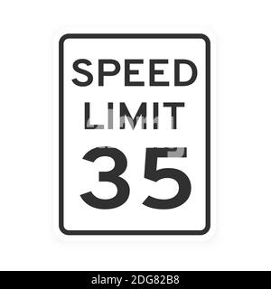 35 MPH road sign isolated on transparent background illustration Stock ...