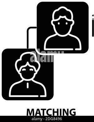 matching icon, black vector sign with editable strokes, concept illustration Stock Vector