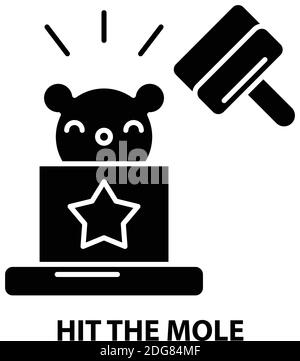 hit the mole icon, black vector sign with editable strokes, concept illustration Stock Vector
