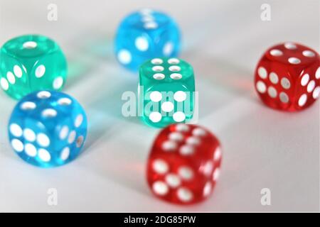 red and white dice Stock Photo