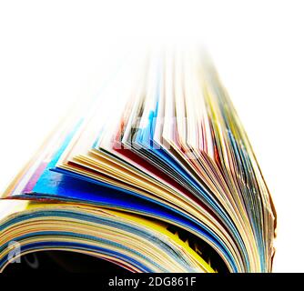 Closeup of a rolled up magazine Stock Photo