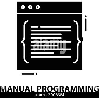 manual programming icon, black vector sign with editable strokes, concept illustration Stock Vector