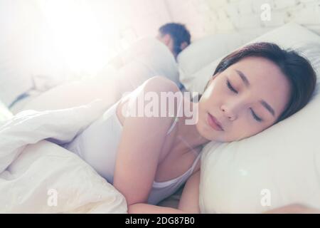 The young couple in bed Stock Photo