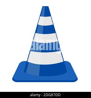 Traffic cone blue and white on a transparent background. Stock Vector