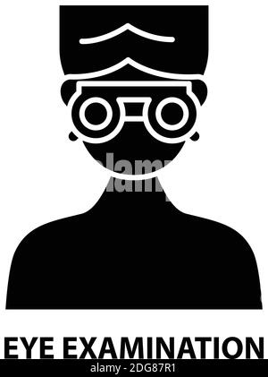 eye examination icon, black vector sign with editable strokes, concept illustration Stock Vector