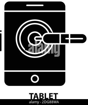 tablet icon, black vector sign with editable strokes, concept illustration Stock Vector