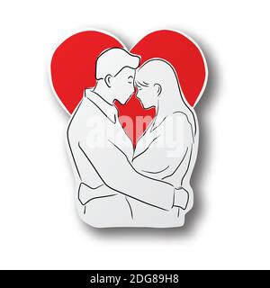 Romantic Kissing Couple Drawing Stock Vector Image & Art - Alamy