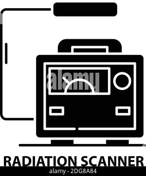 radiation scanner icon, black vector sign with editable strokes, concept illustration Stock Vector