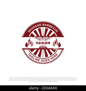 Sausage Barbecue logo badge vector, best for fast food logo template Stock Vector
