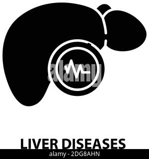 liver diseases icon, black vector sign with editable strokes, concept illustration Stock Vector