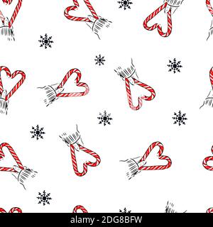 Seamless pattern, red lollipop in the form of a heart. Holiday Packaging Christmas Wrapping Paper Stock Vector